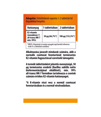 BioCo K2-vitamin 50 mikrogramm 90 db 2.Kép