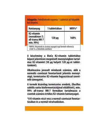 BioCo K2-vitamin Forte 120 mikrogramm 60 db 2.Kép