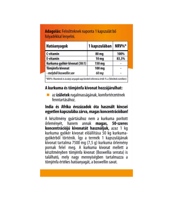 BioCo Kurkuma kivonat 7500 Tömjénfa kivonattal étrend-kiegészítő kapszula 60 db 2.Kép