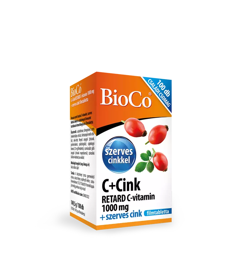 BioCo C+Cink Retard C-vitamin 1000 mg + Szerves cink Családi csomag filmtabletta 100 db