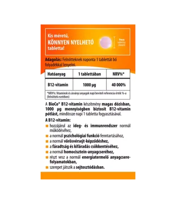 BioCo B12-vitamin 1000 mcg tabletta 60 db 2.Kép