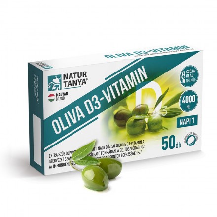 Natur Tanya OLIVA D3-vitamin - 4000 NE Quali-D D3-vitamin természetes extra szűz olívaolajban oldva. 50 db