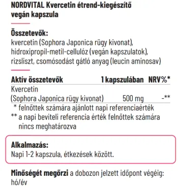Nordvital Kvercetin 500mg vegán kapszula - 60db 2.Kép