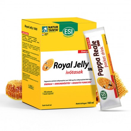 Natur Tanya ESI Royal Jelly - 1000 mg friss MÉHPEMPŐ folyékony ivótasakban + gesztenye méz, fekete áfonyabogyó, virágpor, acerola 16DB