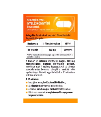 BioCo B1-vitamin 100 mg Megapack filmtabletta 80 db 2.Kép