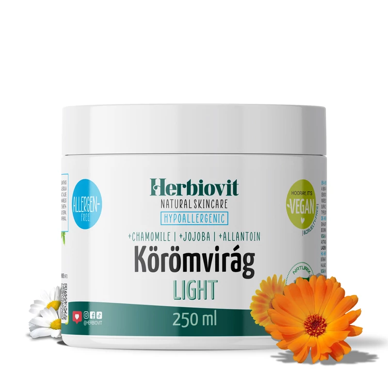 Herbiovit Körömvirág krém LIGHT Hipoallergén a hiperérzékeny bőr ápolására (250 ml)