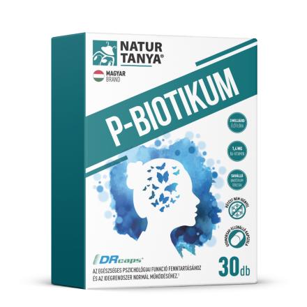 Natur Tanya P-BIOTIKUM - nemzetközi törzsgyűjteményben letétbe helyezett, szabadalmazott baktériumtörzsek (CEREBIOME) + B6-vitamin, gyomorsav-ellenálló növényi kapszulában 30db