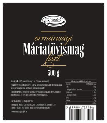 Olajütő Máriatövismag liszt 500 g Kép