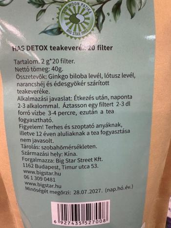 SUN MOON HAS DETOX teakeverék, dobozos 20db 2.Kép