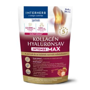 Interherb Kollagén&amp;Hyaluronsav Porcépítő italpor INTENSE-MAX Eper-k. ízű 346g Kép