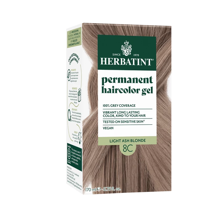 Herbatint 8C Világos hamvas szőke hajfesték, 170 ml (120 ml festék + 50 ml kondicionáló)