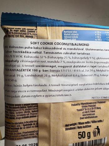 Euphoria Frank&ampOli Soft Cookie Keto Kókusz és kesudió 50g (gluténmentes) 2.Kép