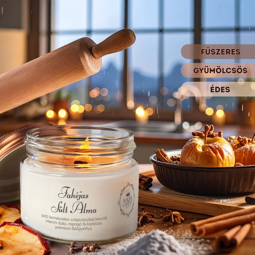 Aurora Candle Fahéjas Sült Alma -Vintage illatgyertya 1db
