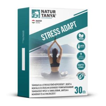 Natur Tanya STRESS ADAPT - Adaptogén gyógynövényekkel a stressztűrő képesség támogatásához, Ashwagandha-val a mentális és érzelmi egyensúly fenntartásához, támogatás a tanuláshoz, a memória és az emlékezés javításához 30db Kép