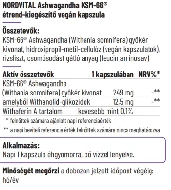 Nordvital Ashwagandha 249mg kapszula - 60adag 2.Kép